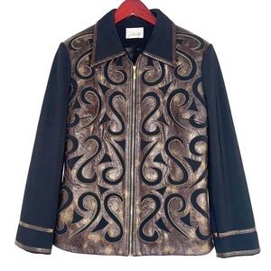 Felicity zipper jacket leather western vintage black brown women’s medium